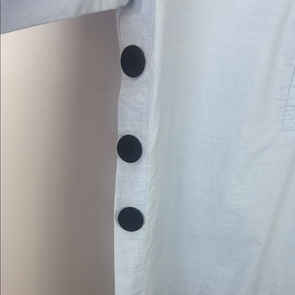 Zara Basic Light Blue Long Sleeve Black Button Details Classic Blouse Size XS - Picture 7 of 12